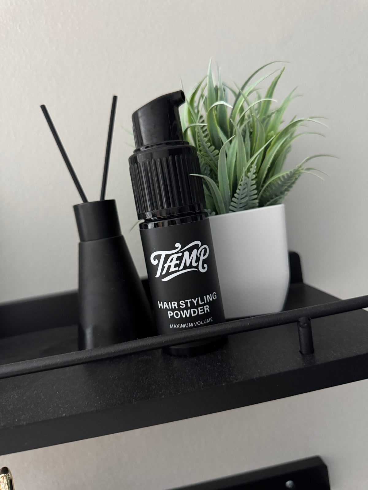Original hair styling powder bottle photograph